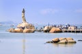 The Zhuhai Fisher Girl Statue is the landmark of Zhuhai city, China Royalty Free Stock Photo