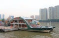 Zhujiang river cruise sailing boat Guangzhou China