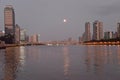 The Zhujiang river in Guangzhou, China. Full moon