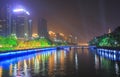 Zhujiang River night cityscape Guangzhou China Royalty Free Stock Photo