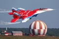 Mikoyan-Gurevich MiG-29OVT 156 WHITE at Zhukovsky during MAKS-2011. Royalty Free Stock Photo