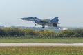 Russian multifunctional light fighter MiG-35 on takeoff