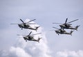 ZHUKOVSKY, RUSSIA - SEPTEMBER 01, 2019: Demonstration of the Mi-28 attack helicopter of the Russian Air Force at MAKS-2019, Russia