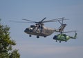 ZHUKOVSKY, RUSSIA - SEPTEMBER 01, 2019: Demonstration of the Mi-26 helicopter of the Russian Air Force at MAKS-2019, Russia