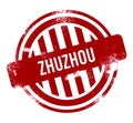 Zhuzhou - Red grunge button, stamp Royalty Free Stock Photo