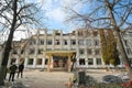 Zhytomyr, Ukraine - March 16, 2022: Damaged school in ukrainian city Zhytomyr