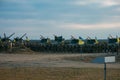 Zhytomyr, Ukraine - November 21, 2018: Military parade, tank helicopter column