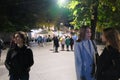 Zhytomyr, Ukraine - September 29, 2019: Young people walking and talking on the streets