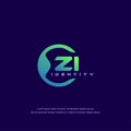 ZI Initial letter circular line logo template vector with gradient color blend