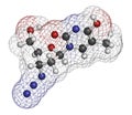 Zidovudine azidothymidine, AZT HIV drug molecule. Atoms are represented as spheres with conventional color coding: hydrogen . Royalty Free Stock Photo