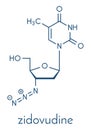 Zidovudine azidothymidine, AZT HIV drug molecule. Skeletal formula. Royalty Free Stock Photo