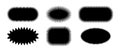 Zig zag edge oval shape collection. Jagged elliptic and curved elements set. Black graphic design elements for