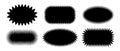 Zig zag edge oval shape collection. Jagged elliptic and curved elements set. Black graphic design elements for