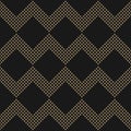 Zig zag lines seamless pattern. Vector gold and black dotted chevron texture Royalty Free Stock Photo