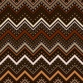 Zig zag pattern with lines and dots in brown tones