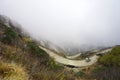 ZIG ZAG ROAD ANGLE VIEW IN SILK ROUTE SIKKIM Royalty Free Stock Photo