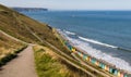 Zig zagging paths above Whitby sands Royalty Free Stock Photo