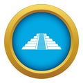 Ziggurat in Chichen Itza icon blue vector isolated