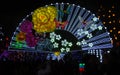 The Zigong Lantern Festival in Zigong, Sichuan, China. Fan display with flowers and butterflies. Royalty Free Stock Photo