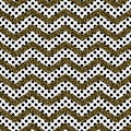 Zigzag angle wave lines with gold glitter seamless vector pattern. Royalty Free Stock Photo