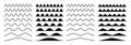 Zigzag borders. Jagged wavy decorations, serrate wave stripes. Isolated black squiggle headers or dividers, paper edge Royalty Free Stock Photo