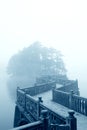 Zigzag bridge and fog