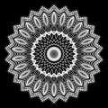 Zigzag elegance lace floral mandala pattern. Vector ornamental beautiful black and white background. Abstract tribal