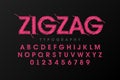 Zigzag font stitched with thread