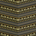 Zigzag greek 3d gold seamless pattern. Isometric modern zigzag background. Zig zag repeat backdrop. Chevron 3d golden ornaments.