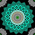 Zigzag lace greek mandalas vector seamless pattern. Colorful ornamental ethnic background. Tribal repeat geometric Royalty Free Stock Photo