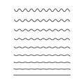 Zigzag line. Undulate wave. Wavy curve and squiggle. Wiggly pattern for divider, sine and border. Serrated pattern with different