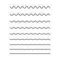 Zigzag line. Undulate wave. Wavy curve and squiggle. Wiggly pattern for divider, sine and border. Serrated pattern with different Royalty Free Stock Photo