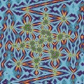 Bright zigzag lines on blue background, conception of abstract unicorn sujet