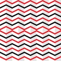 Vector Interlacing Red and Black Zigzag Stripes Texture in White Background