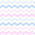 Zigzag pattern in pastel blue, pink, white. Seamless light chevron vector graphic background image for gift paper, napkin. Royalty Free Stock Photo