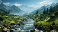 The Zigzag River flows between the valley and cliffs Royalty Free Stock Photo