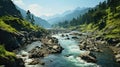 The Zigzag River flows between the valley and cliffs Royalty Free Stock Photo