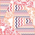 Zigzag, russian floral seamless pattern vector Royalty Free Stock Photo
