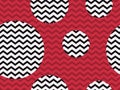 Zigzag seamless pattern with black and red color. Abstract geometric background with circles. Vector Royalty Free Stock Photo