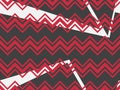 Zigzag seamless pattern with black and red color. Abstract geometric background with circles. Vector Royalty Free Stock Photo