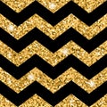 Zigzag seamless pattern Gold glitter and black template Royalty Free Stock Photo