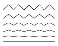 Zigzag seamless wave lines set. Wavy wiggly black horizontal line with edge. Frame underlines stroke. Vector