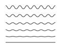 Zigzag seamless wave lines set. Wavy wiggly black horizontal line with edge. Frame underlines stroke. Vector