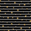 Zigzag stripe and gold glitter star pattern