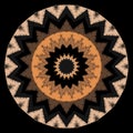 Zigzag textured grunge vector mandala pattern. Tapestry geometric modern background. Embroidery backdrop. Symmetrical