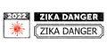 Zika Danger Grunge Badge with Notches and 2022 Covid Calendar Page Mosaic of Rectangular Items