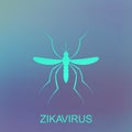 Zika mosquito illustration. Virus alert. Aedes Aegypti isolated on blue background.