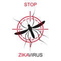 Zika mosquito vector. Virus alert. Aedes Aegypti isolated on white background Royalty Free Stock Photo