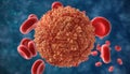 Zika virus in blood with red blood cells