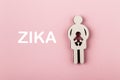 Zika virus concept. Mother and child. Pregnancy. Wooden figure Royalty Free Stock Photo